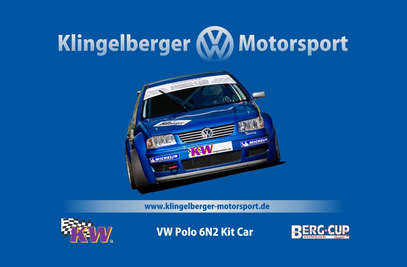 Desktop-Hintergrund: VW Polo 6N2 Kit Car vor blauem Hintergrund, Breitformat