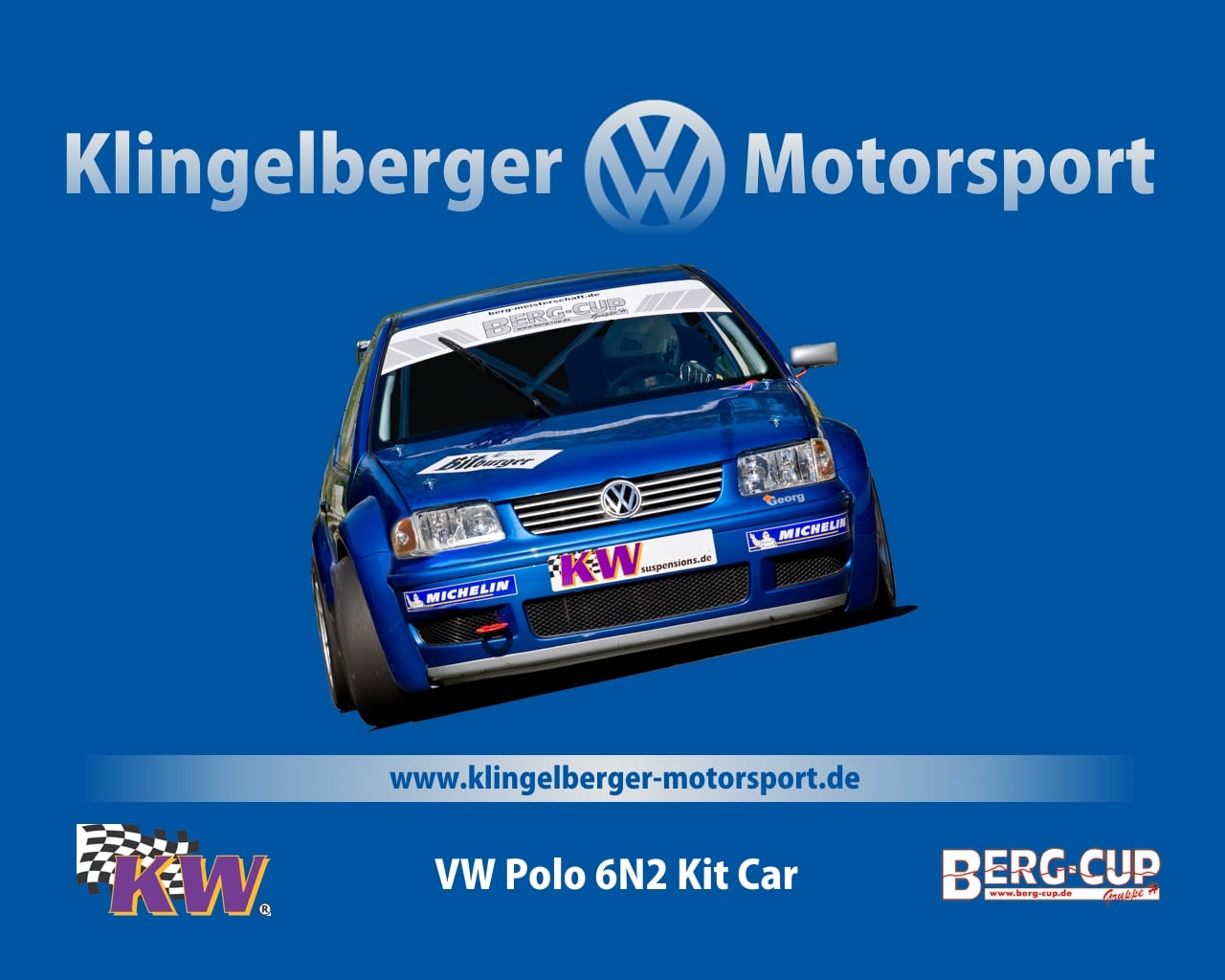 Desktop-Hintergrund: VW Polo 6N2 Kit Car vor blauem Hintergrund, Format 4:3